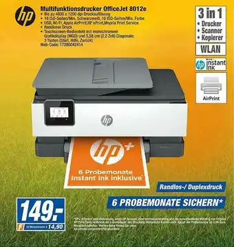 expert Octomedia Hp Multifunktionsdrucker Officejet 8012e Angebot