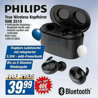 HEM Expert Philips True Wireless Kopfhörer Shb 2515 Angebot