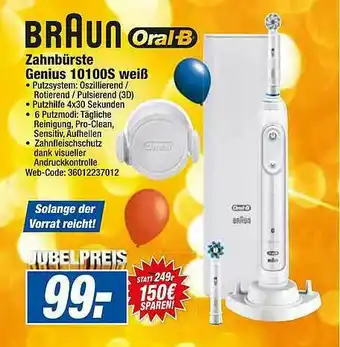 HEM Expert Braun Zahnbüste Genius 10100s Weiß Angebot