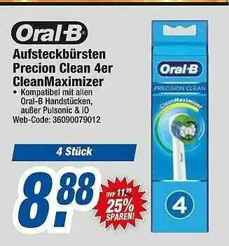 HEM Expert Oral-b Aufsteckbürsten Precision Clean 4er Cleanmaximizer Angebot