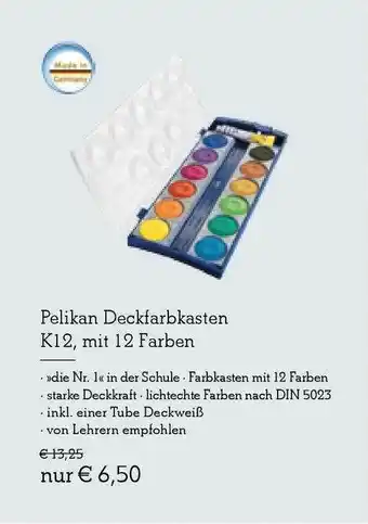 Heymann Bücher Pelikan Deckfarbkasten K12, Mit 12 Farben Angebot