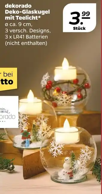 NETTO Dekorado Deko Glaskugel mit Teelicht Angebot