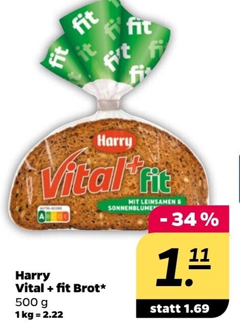 Harry Vital Fit Brot 500 g Angebot bei NETTO