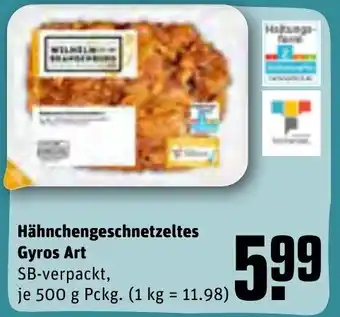 REWE Hähnchengeschnetzeltes Gyros Art 500 g Pckg. Angebot