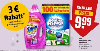 REWE Spee oder Weißer Riese Waschmittel 100 WL Pckg. Angebot