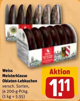 REWE Weiss Meisterklasse Oblaten-Lebkuchen 200 g Pckg. Angebot