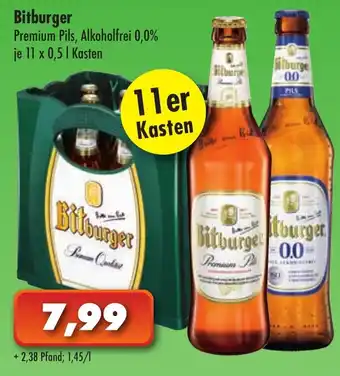 Lösch Depot Bitburger Premium Pils, Alkoholfrei 0,0% 11x0,5L Angebot