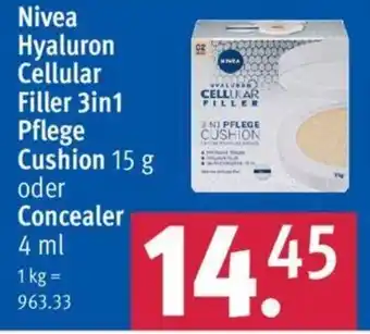 Rossmann Nivea Hyaluron Cellular Filler 3in1 Pflege Cushion 15 g oder Concealer 4 ml Angebot