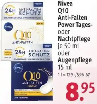 Rossmann Nivea Q10 Anti Falten Power Tages oder Nachtpflege 50 ml oder Augenpflege 15 ml Angebot