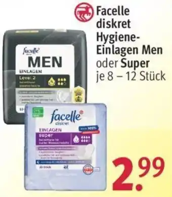 Rossmann Facelle diskret Hygiene Einlagen Men oder Super 8-12 Stück Angebot