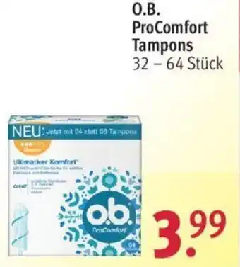 Rossmann o.b. ProComfort Tampons 32-64 Stück Angebot