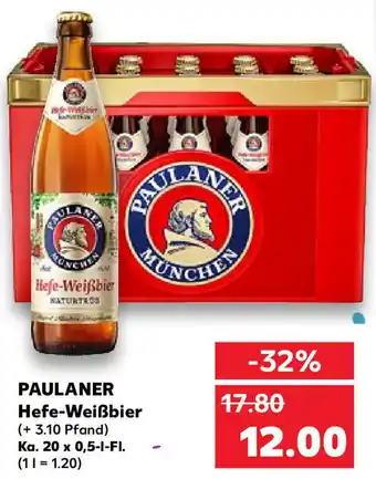 Kaufland Paulaner Hefe Weißbier Ka. 20x0,5 L-Fl. Angebot