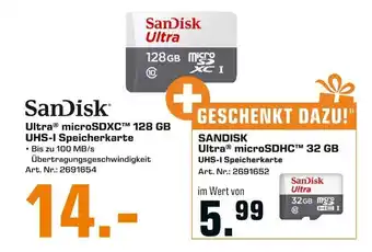 Saturn SanDisk Ultra microSDXC 128GB UHS-I Speicherkarte Angebot