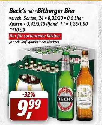 Simmel Beck's oder bitburger bier Angebot