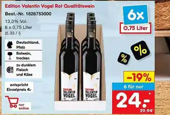 Netto Marken-Discount Edition valentin vogel rot qualitätswein Angebot