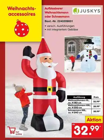 Netto Marken-Discount Juskys aufblasbarer weihnachtsmann oder schneemann Angebot