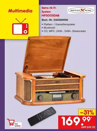 Netto Marken-Discount Reflexion retro-hi-fi-system hif2002dab Angebot