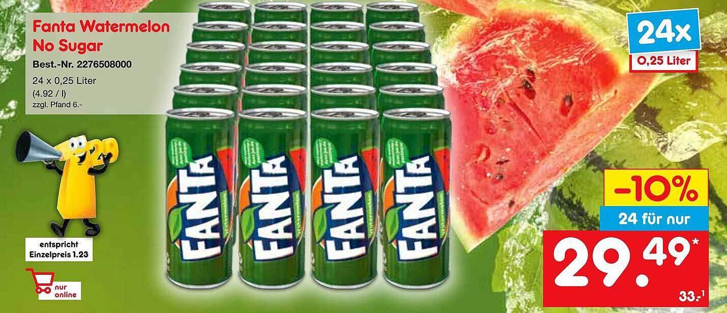 Fanta watermelon no sugar Angebot bei Netto MarkenDiscount