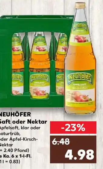 Kaufland Neuhöfer Saft oder Nektar 6 x 1 l Fl. Angebot