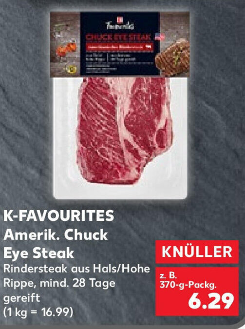KFavourites Amerik. Chuck Eye Steak 370 g Packg. Angebot bei Kaufland