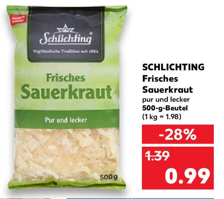 Schlichting Frisches Sauerkraut 500 g Beutel Angebot bei Kaufland