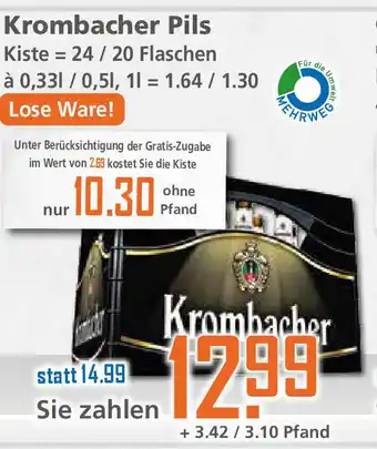 Klaas und Kock Krombacher Pils 24x0,33L/20x0,5L Angebot