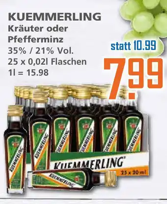 Klaas und Kock Kuemmerling Kräuter oder Pfefferminz 25x0,02L Angebot