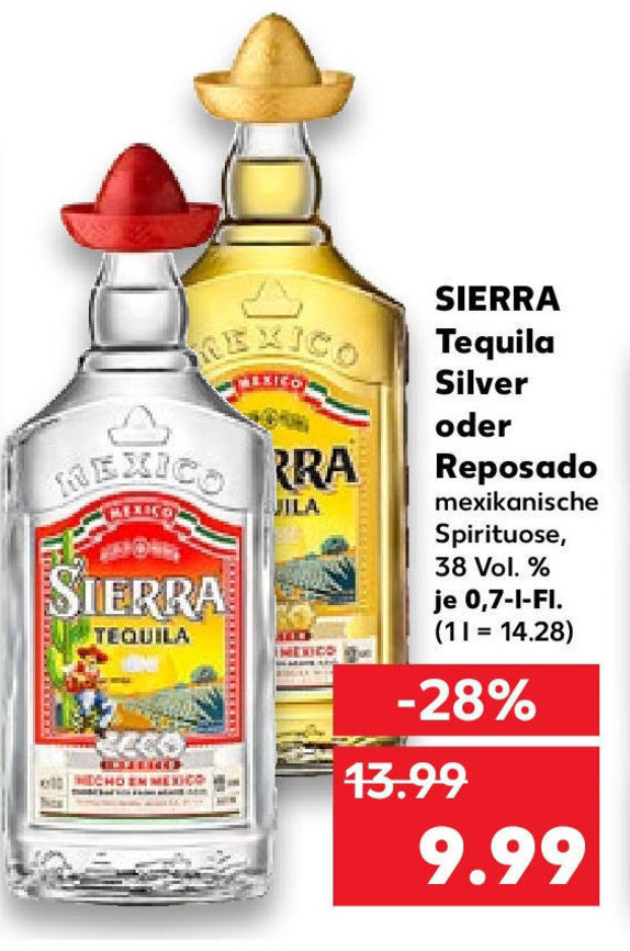 Sierra Tequila Silver oder Reposado je 0,7 l Fl. Angebot bei Kaufland