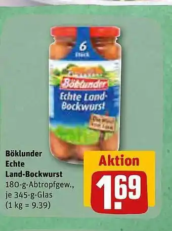 REWE Kaufpark Böklunder echte land-bockwurst Angebot