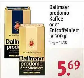 Rossmann Dallmayr prodomo kaffee oder entcoffeiniert Angebot