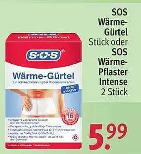 Rossmann Sos wärme-gürtel oder sos wärme-pflaster intense Angebot