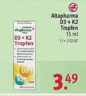 Rossmann Altapharma d3 + k2 tropfen Angebot