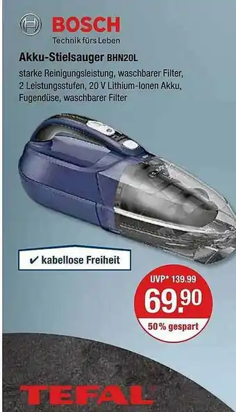 V Markt Bosch akku-stielsauger bhn20l Angebot