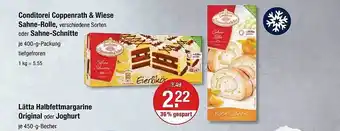 V Markt Conditorei coppenrath & wiese sahne-rolle, oder sahne-schnitte oder lätta halbfettmargarine original oder joghurt Angebot