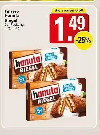 WEZ Ferrero hanuta riegel Angebot