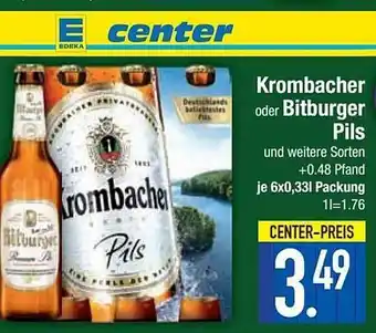 E-Center Krombacher oder bitburger pils Angebot