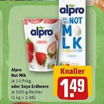 REWE Alpro not milk oder soya erdbeere Angebot