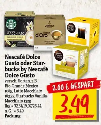 nah & gut Nescafè Dolce Gusto oder Starbucks by Nescafè Dolce Gusto 108 g/183,2 g/132 g Packung Angebot