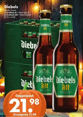 Trink und Spare Diebels 2x20x0,5l oder 2x24x0,33l Angebot