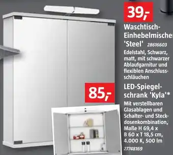 Bauhaus Camargue waschtisch-einhebelmischer 'steel' oder led-spiegelschrank 'kyla' Angebot