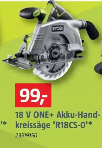 Bauhaus Ryobi akku-handkreissäge 'r18cs-0' Angebot