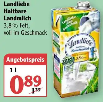 Globus Landliebe Haltbare Landmilch 1L Angebot