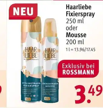 Rossmann Haarliebe fixierspray oder mousse Angebot