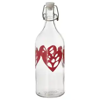 IKEA Vinterfint flasche mit verschluss glas/herzmuster rot Angebot