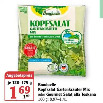 Globus Bonduelle Kopfsalat Gartenkräuter Mix oder Gourmet Salat alla Toskana 120-175g Angebot