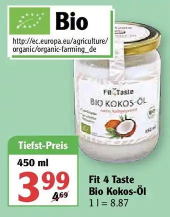 Globus Fit 4 Taste Bio Kokos öl 450ml Angebot