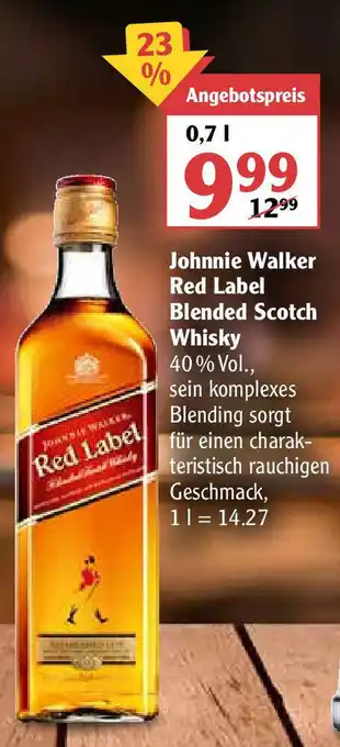 Globus Johnnie Walker Red Label Blended Scotch Whisky 0,7L Angebot