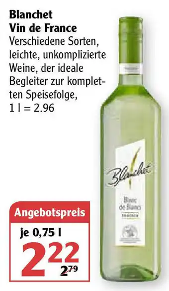 Globus Blanchet Vin de France 0,75L Angebot