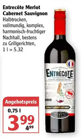 Globus Entrecoté Merlot Cabernet Sauvignon 0,75L Angebot