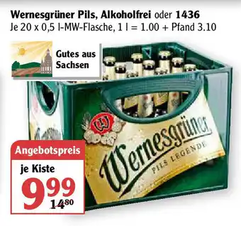 Globus Wernesgrüner Pils, Alkoholfrei oder 1436 Angebot